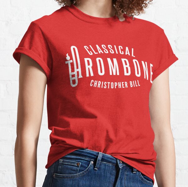 Classical Trombone Full White Logo Classic T-Shirt