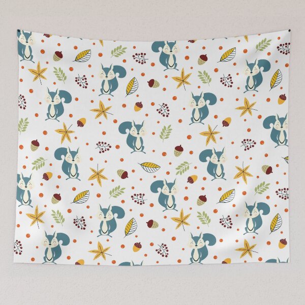 Item preview, Autumn pattern with squirrel and leaves vector image designed and sold by HarleyGarner.