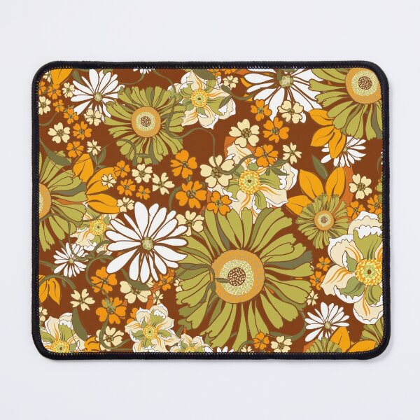 Item preview, 70s Retro Vintage Flower Power pattern boho, orange, brown, designed and sold by chrissyink.