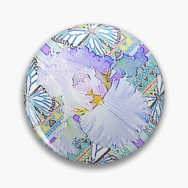 Item preview, SOFT WHITE GARDEN IRIS FLOWER ABSTRACT BUTTERFLY PATTERN ART designed and sold by sharlesart.