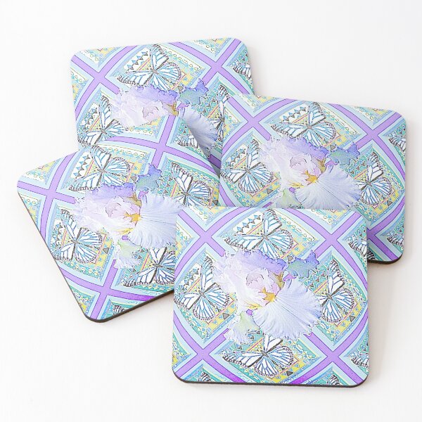 Item preview, SOFT WHITE GARDEN IRIS FLOWER ABSTRACT BUTTERFLY PATTERN ART designed and sold by sharlesart.