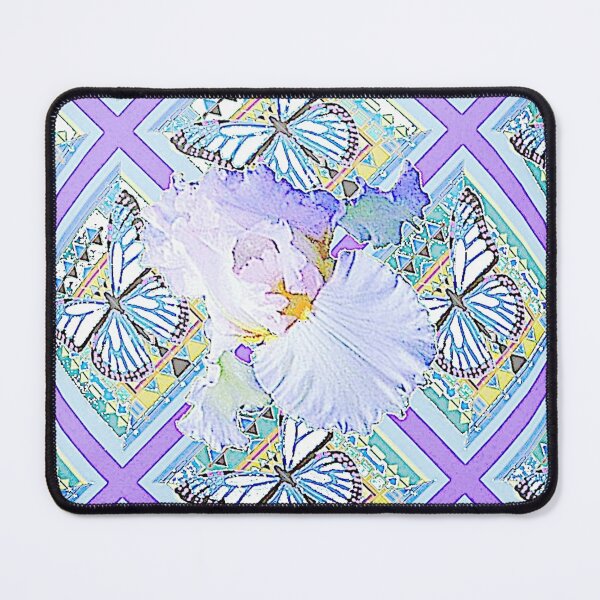 Item preview, SOFT WHITE GARDEN IRIS FLOWER ABSTRACT BUTTERFLY PATTERN ART designed and sold by sharlesart.