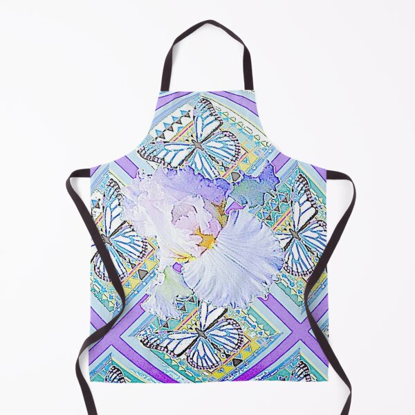 Item preview, SOFT WHITE GARDEN IRIS FLOWER ABSTRACT BUTTERFLY PATTERN ART designed and sold by sharlesart.