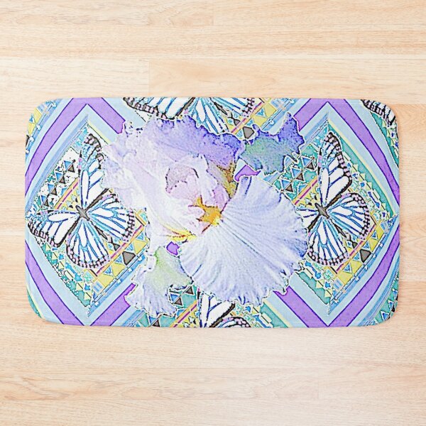 Item preview, SOFT WHITE GARDEN IRIS FLOWER ABSTRACT BUTTERFLY PATTERN ART designed and sold by sharlesart.