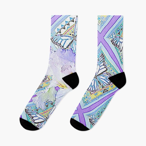 Item preview, SOFT WHITE GARDEN IRIS FLOWER ABSTRACT BUTTERFLY PATTERN ART designed and sold by sharlesart.