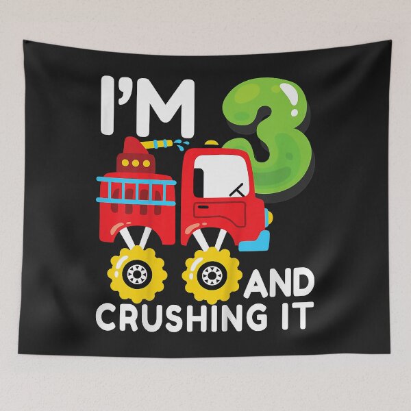 Item preview, Kids Monster Fire Truck 3rd Birthday Party Firefighter Boy 3 Year designed and sold by Donnie56441.