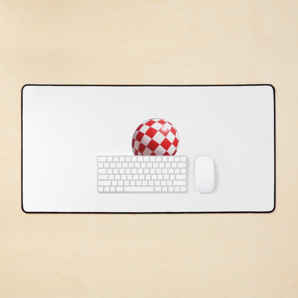 Bright Glossy Red Checked Balloon Tilted Sideways with Stick Mouse Pad