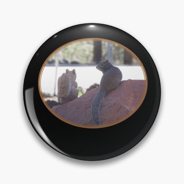 Item preview, Squirrel's New Friend Oval-Brown on Black designed and sold by HighCountry2021.