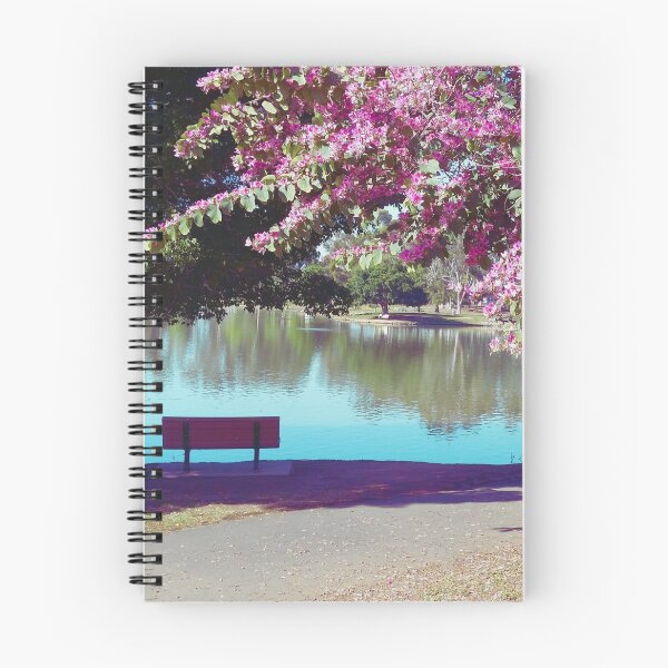 Item preview, Peaceful Bench Under Pink Tree designed and sold by ColorfulPrints.