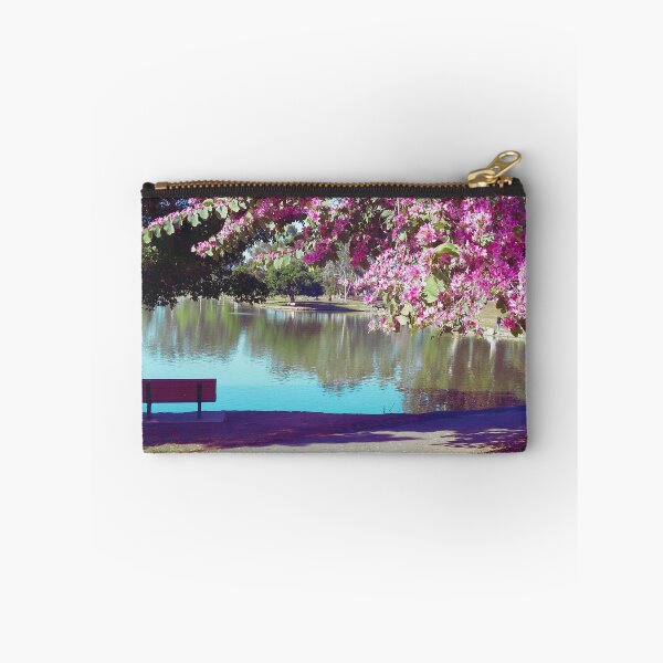 Item preview, Peaceful Bench Under Pink Tree designed and sold by ColorfulPrints.