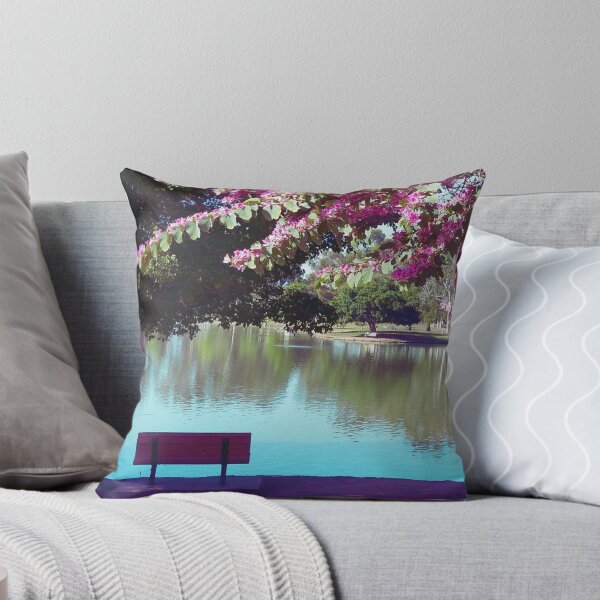 Item preview, Peaceful Bench Under Pink Tree designed and sold by ColorfulPrints.