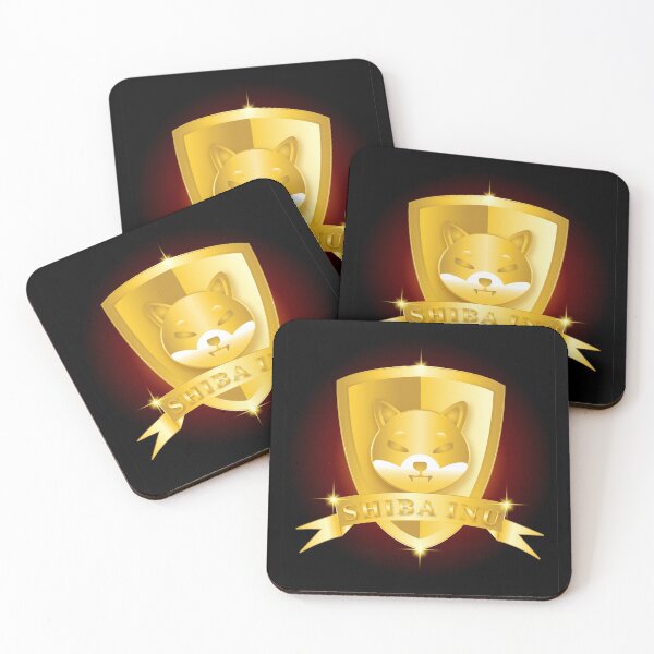 Item preview, Shiba inu crypto currency logo with golden shield, wings and starlights designed and sold by ZieProject.