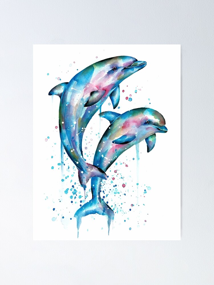 Vintage Nature Graphics wall art - 'Vintage Illustration Dolphins'