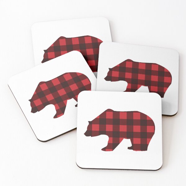 Item preview, Red and Black Buffalo Plaid Bear Grizzly Bear Polar Bear  designed and sold by Orchyd.