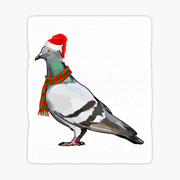 Xmas Bird Santa Hat Pigeon Ugly Sticker