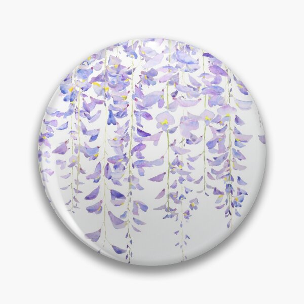 Item preview, hand painted purple wisteria in bloom watercolor 2021 designed and sold by SelenePaintings .