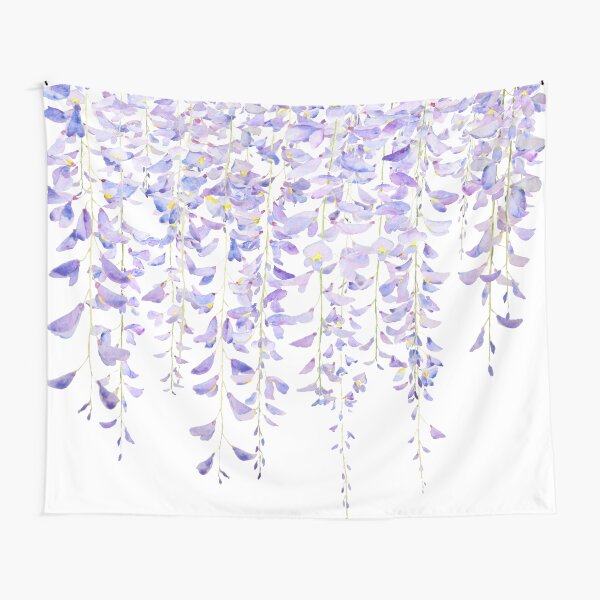 Item preview, hand painted purple wisteria in bloom watercolor 2021 designed and sold by ColorandColor.