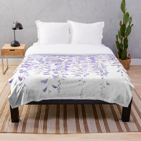 Item preview, hand painted purple wisteria in bloom watercolor 2021 designed and sold by SelenePaintings .