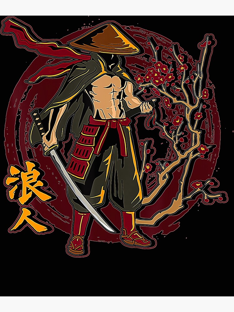 "Straw Hat Ronin Retro Vintage Japanese ArtArtwork Samurai " Poster by