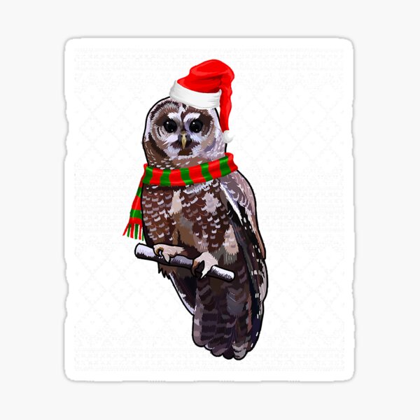 Xmas Bird Santa Hat Spotted Owl Ugly Sticker