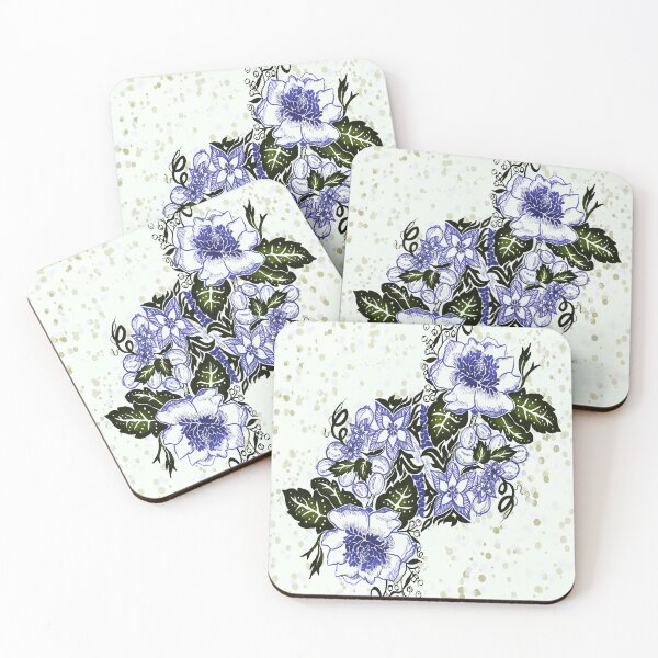 Item preview, Modern Navy Gold Flowers Wall Paper designed and sold by kkimg911.