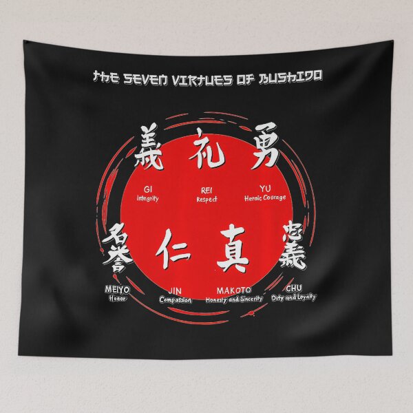 Item preview, BUSHIDO VIRTUES  Samurai Symbols Traditional Japanese Code Premium  designed and sold by hieuha091XRg.
