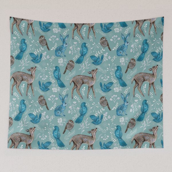 Item preview, Nature Pattern Rabbits And Baby Deer woodland pattern  designed and sold by PurpleJelly.