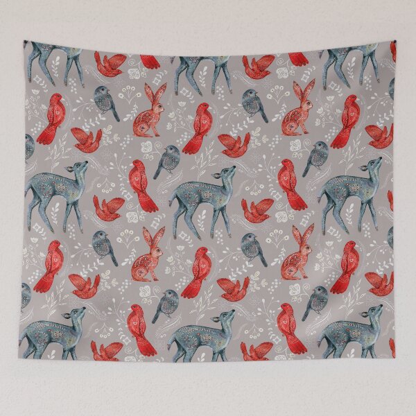 Item preview, Nature Pattern Rabbits And Baby Deer woodland pattern  designed and sold by PurpleJelly.
