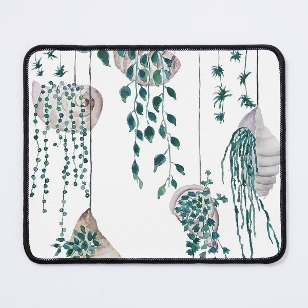 Item preview, hand painted Hanging plants in seashells watercolor  designed and sold by ColorandColor.