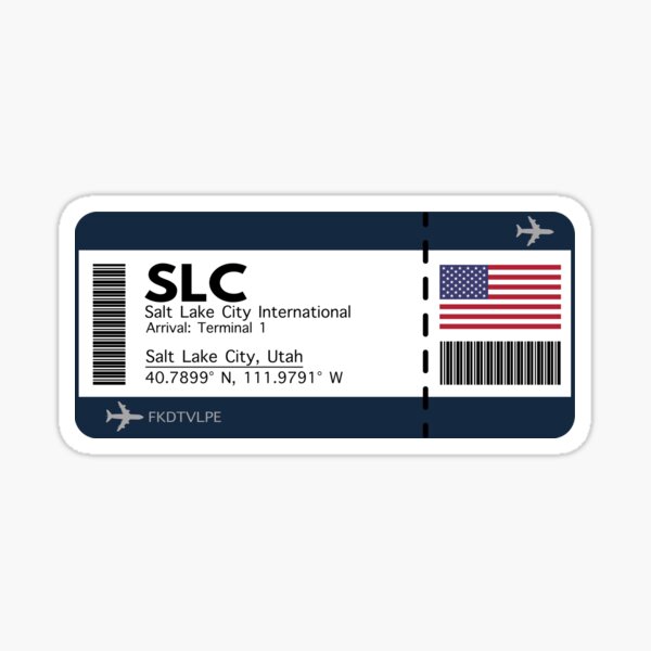 "SLC Salt Lake City International Airport Boarding Pass Ticket" Sticker