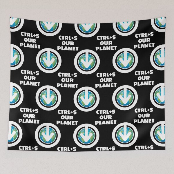 Item preview, Ctrl+S Our Planet - Save Our Planet design with download/save iconography over a world globe designed and sold by robimerch.