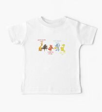 Cartoon animals playing music in a band Baby Tee
