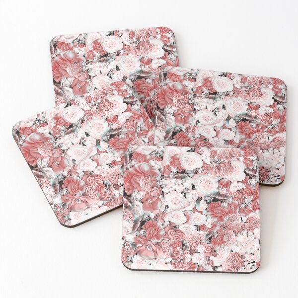 Item preview, Red White Flowers and Leaves Paper Cut Out pattern designed and sold by MyColorfulDream.