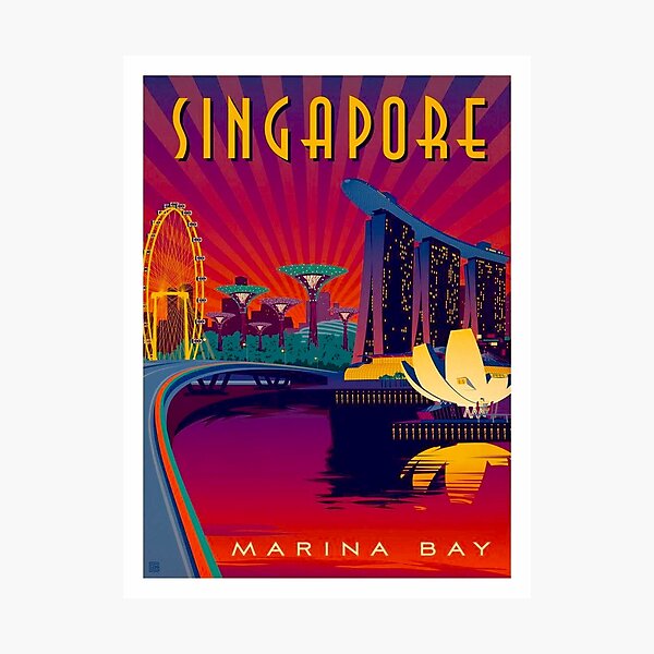 Item preview, SINGAPORE : Vintage Marina Bay Travel Advertising Print designed and sold by posterbobs.