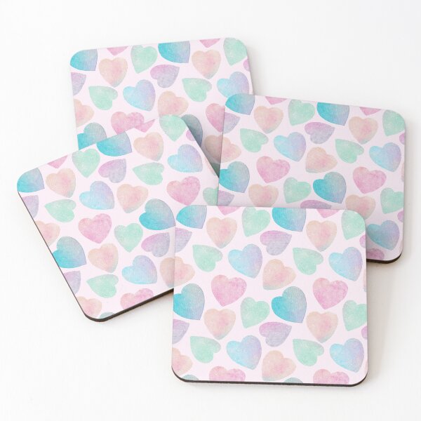 Item preview, Watercolor textured pink hearts designed and sold by inkbearblue.