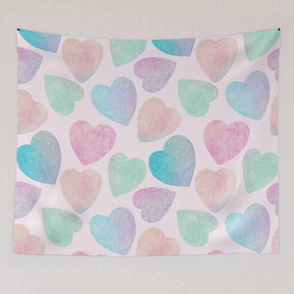 Item preview, Watercolor textured pink hearts designed and sold by inkbearblue.