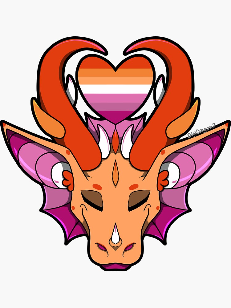 Lesbian Pride Flag Dragon Head Sticker For Sale By Digidragon7