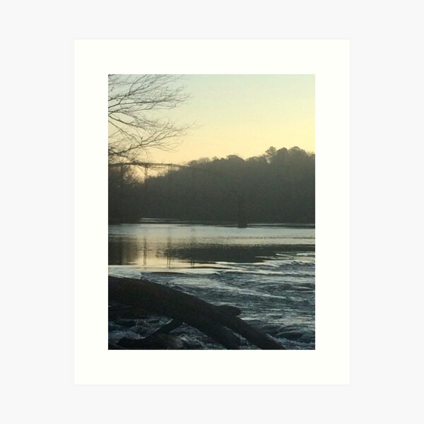 Chattahoochee River picture of partial bridge on a sticker, greeting card, and mug  Art Print