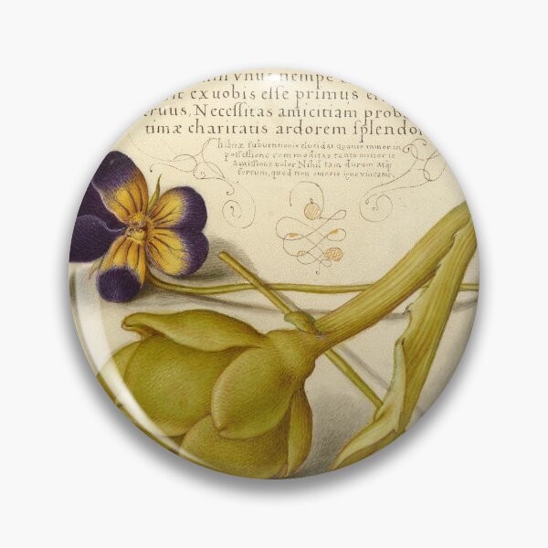 Item preview, Naturalist Manuscript: Artichoke, Pansy, and Calligraphy Illumination by Joris Hoefnagel designed and sold by Naturalist Prints.