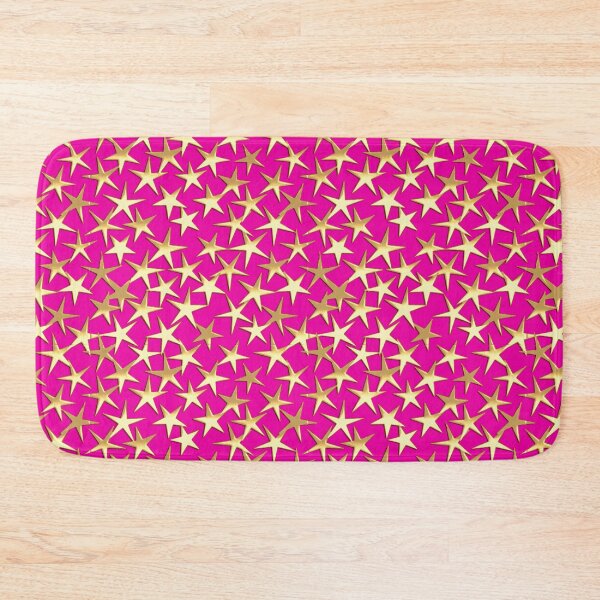 Item preview, Gold Metallic Textured Stars on Fuchsia Pink designed and sold by Marymarice.