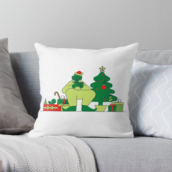 Multicolor Christmas Design Gift Beautiful Pattern Mistletoe Xmas Green Throw Pillow 18x18 YO