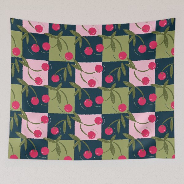 Item preview, vintage cherry pattern retro collection, Spring Cherry Berries, sour cherry pattern, gift for healthy fruit lovers designed and sold by Dotsby.