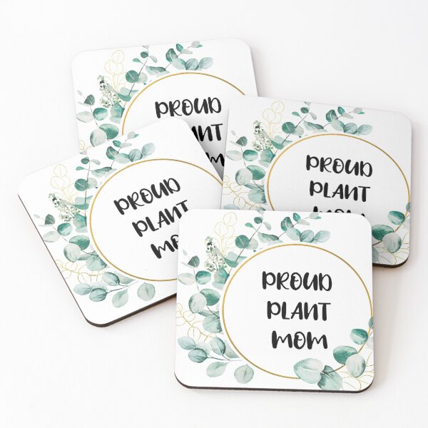Item preview, Proud plant mom aesthetic black typography with winter green leaves detail designed and sold by Deegital18.