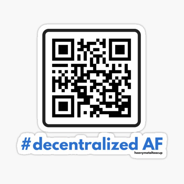 #decentralised AF - Cardano QR with US spelling (light fabrics) Sticker