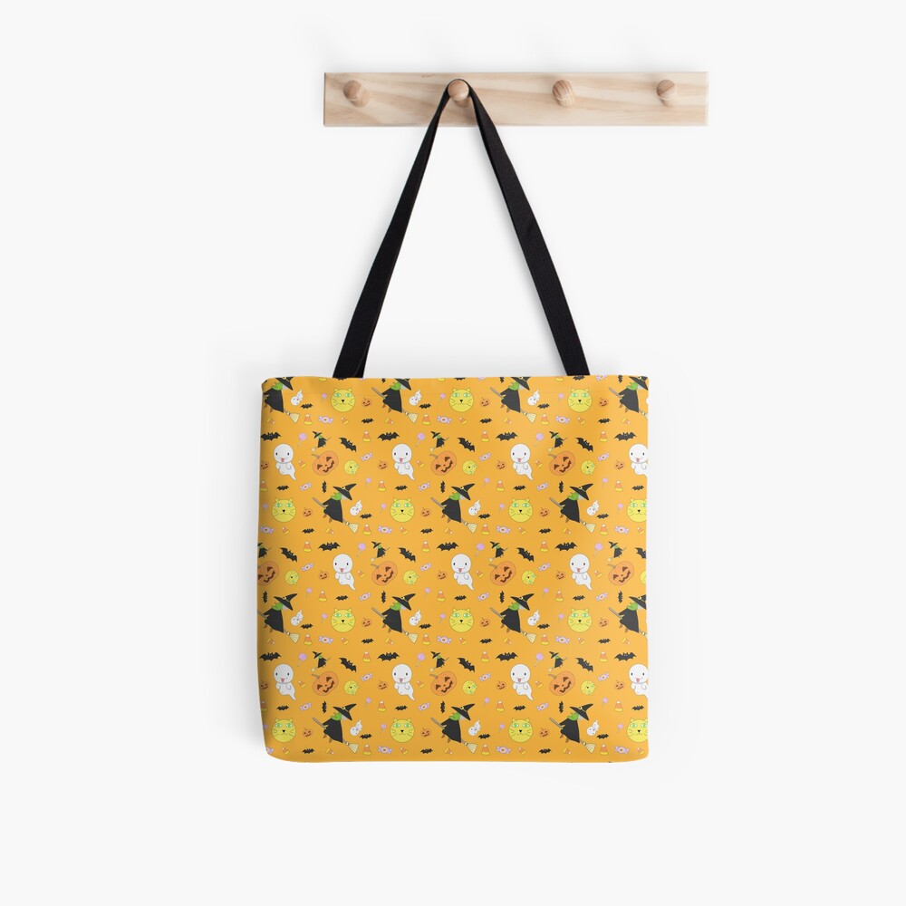 Halloween Pattern feat. Witch, Ghost, Pumpkin and More Tote Bag