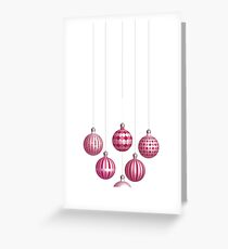 Pink Christmas Bulbs Greeting Card