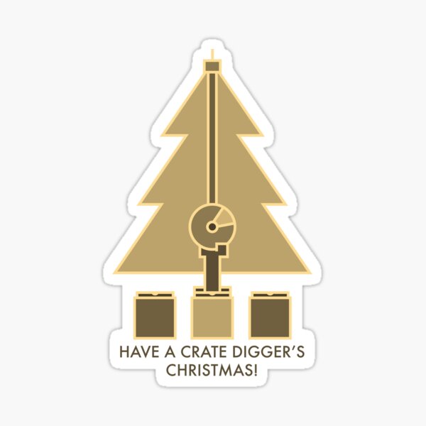 Have An Art Deco Crate Digger's Christmas! - festive art for the vintage vinyl record collector Sticker