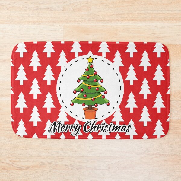 Item preview, Christmas Tree on Red White Pines Pattern - Merry Xmas designed and sold by BirdAtWork.