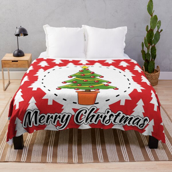 Item preview, Christmas Tree on Red White Pines Pattern - Merry Xmas designed and sold by BirdAtWork.