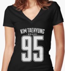 BTS V KIM TAEHYUNG 95 Women's Fitted V-Neck T-Shirt